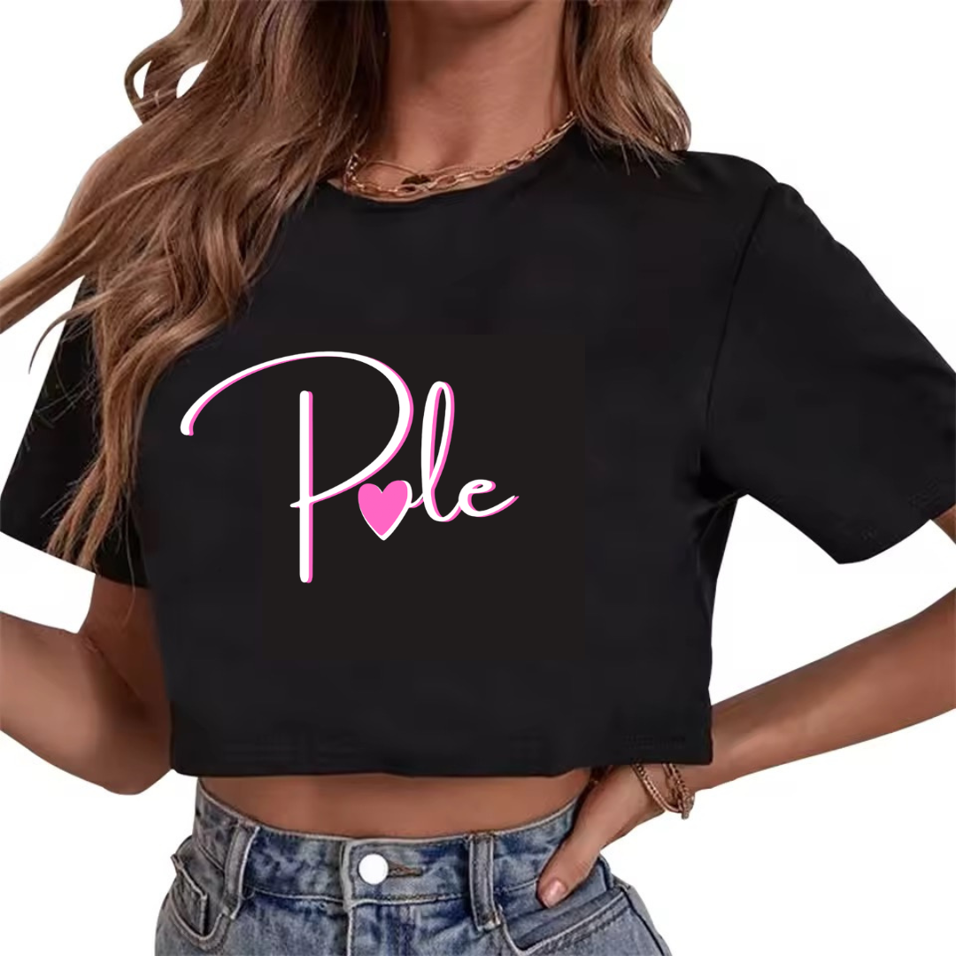 Pole love black crop top