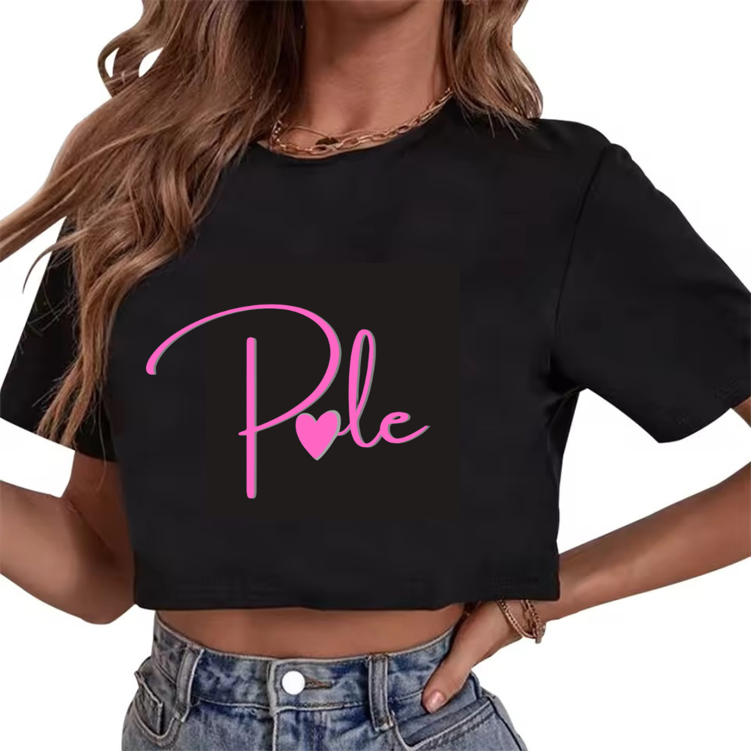 Pole love black crop top
