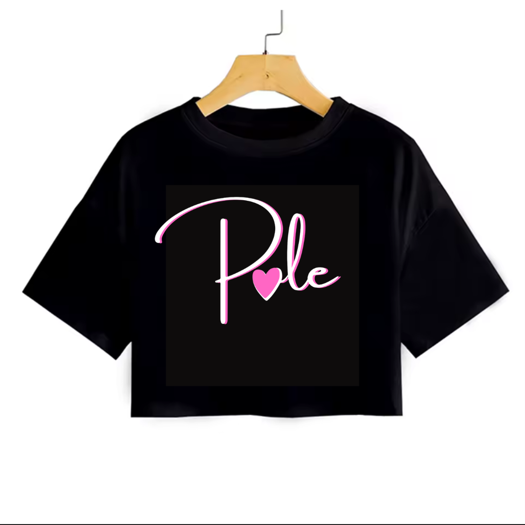 Pole love black crop top