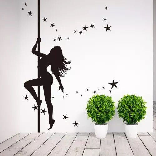 Pole dance silhouette for Wall decoration with stars