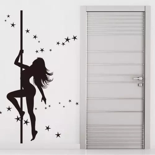 Pole dance silhouette for Wall decoration with stars